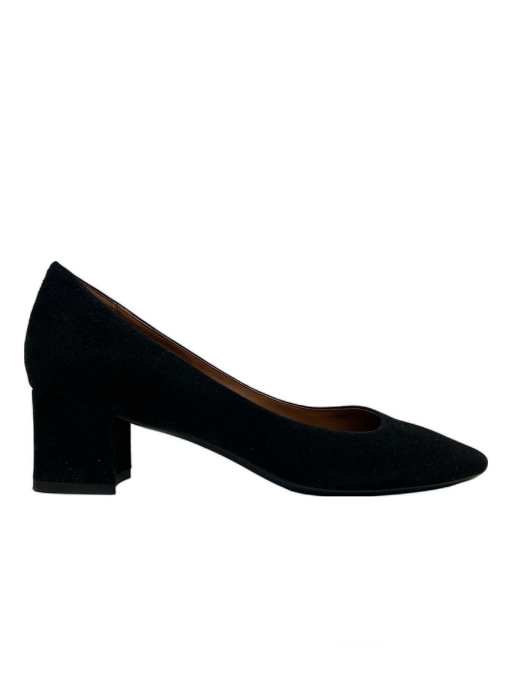 Black Suede Mid-Block Heel Pump - Women's